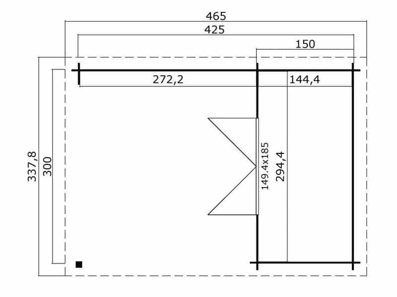 Gartenhaus mit Vordach - Zeichnung