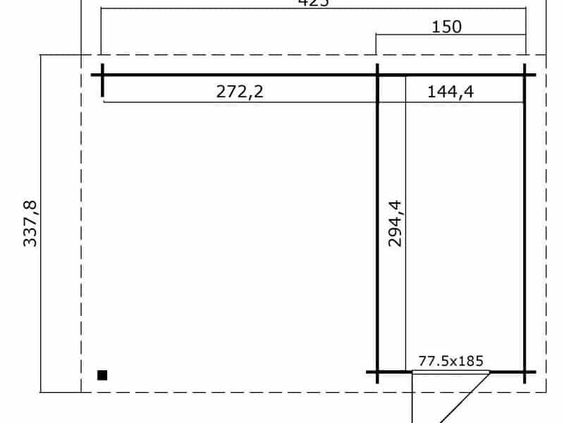 Gartenhaus mit Vordach - Grundriss