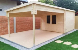 Záhradný domček s prístreškom
