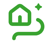 zelená ikonka domu s cestičkou
